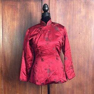 Vintage Red Satin Imperial Insulated Cheongsam Jacket